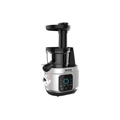 Соковыжималка Tefal Juice&Clean шнековая 150Вт, чаша-0.8л, жмых-0.8л, пластик, серебристо-черный (ZC420E38)