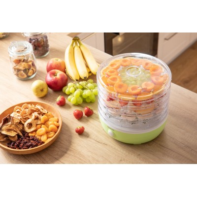 Сушка для продуктов Sencor 250Вт, поддонов - 5x2.6см, диаметр - 23см, сетка для ягод, пластик, зеленый (SFD757GG)