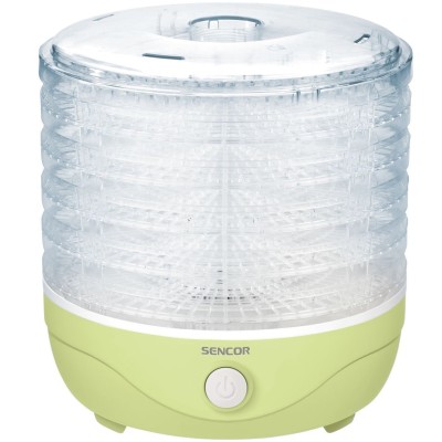 Сушка для продуктов Sencor 250Вт, поддонов - 5x2.6см, диаметр - 23см, сетка для ягод, пластик, зеленый (SFD757GG)