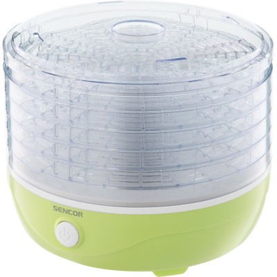 Сушка для продуктов Sencor 250Вт, поддонов - 5x2.6см, диаметр - 23см, сетка для ягод, пластик, зеленый (SFD757GG)