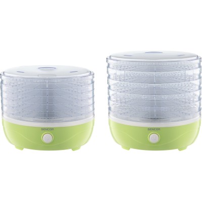 Сушка для продуктов Sencor 250Вт, поддонов - 5x2.6см, диаметр - 23см, сетка для ягод, пластик, зеленый (SFD757GG)