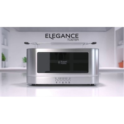 Тостер Russell Hobbs Elegance, 1420Вт, металл+стекло, быстрая прожарка, серебристый (23380-56)