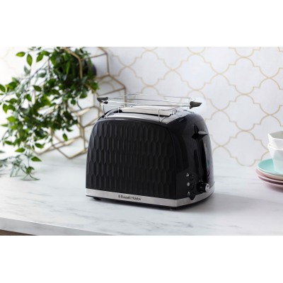 Тостер Russell Hobbs Honeycomb 850Вт, широкие слоты, пластик, черный (26061-56)