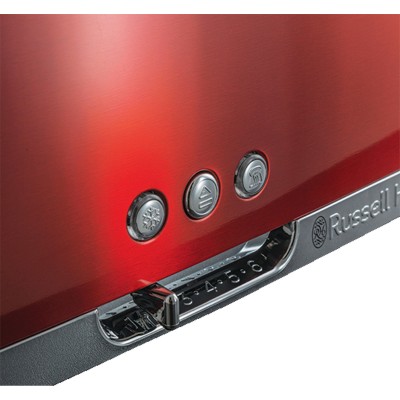 Тостер Russell Hobbs Luna Solar 1420Вт, длинные слоты, подогрев, разморозка, металл, красный (23250-56)