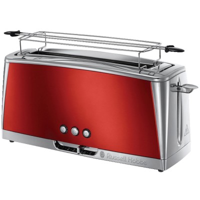 Тостер Russell Hobbs Luna Solar 1420Вт, длинные слоты, подогрев, разморозка, металл, красный (23250-56)