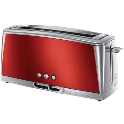 Тостер Russell Hobbs Luna Solar 1420Вт, длинные слоты, подогрев, разморозка, металл, красный (23250-56)