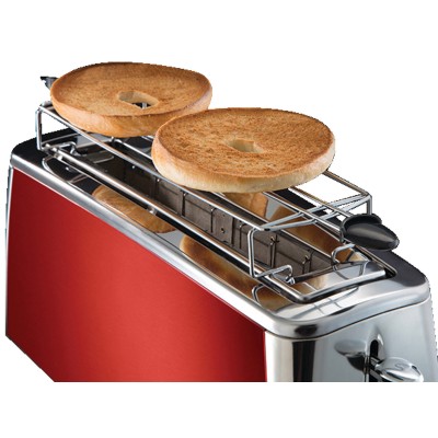 Тостер Russell Hobbs Luna Solar 1420Вт, длинные слоты, подогрев, разморозка, металл, красный (23250-56)