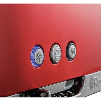 Тостер Russell Hobbs Luna Solar 1420Вт, длинные слоты, подогрев, разморозка, металл, красный (23250-56)