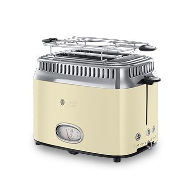 Тостер Russell Hobbs Retro 1100Вт, металл, бежево-серебристый (21682-56)
