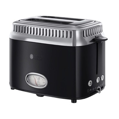 Тостер Russell Hobbs Retro 1100Вт, подогрев, разморозка, металл, черный (21681-56)