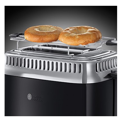 Купити Тостер Russell Hobbs Retro 1100Вт, подогрев, разморозка, металл, черный (21681-56)