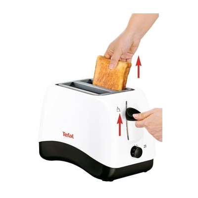 Тостер Tefal Delfini 850Вт, пластик, бело-черный (TT130130)