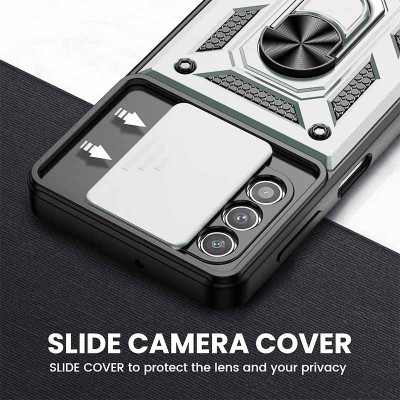 Ударопрочный чехол Camshield Serge Ring for Magnet для Samsung Galaxy A32 4G Серебряный