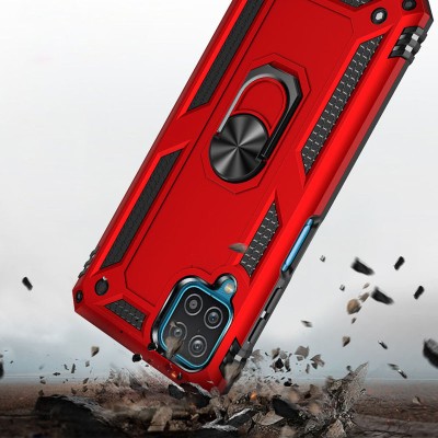 Ударопрочный чехол Serge Ring for Magnet для Samsung Galaxy A12 / M12 Красный