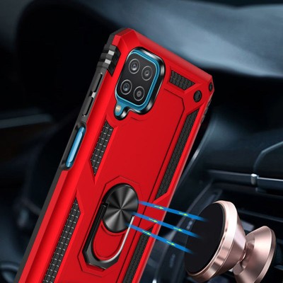 Ударопрочный чехол Serge Ring for Magnet для Samsung Galaxy A12 / M12 Красный