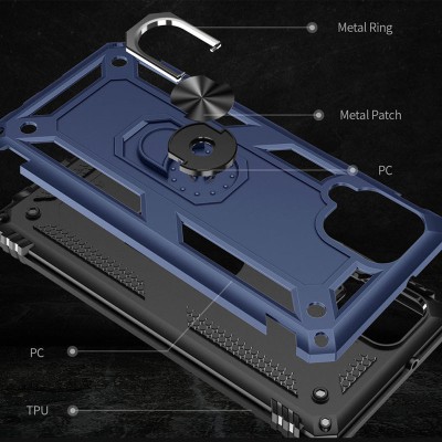 Ударопрочный чехол Serge Ring for Magnet для Samsung Galaxy A12 / M12 Темно-синий