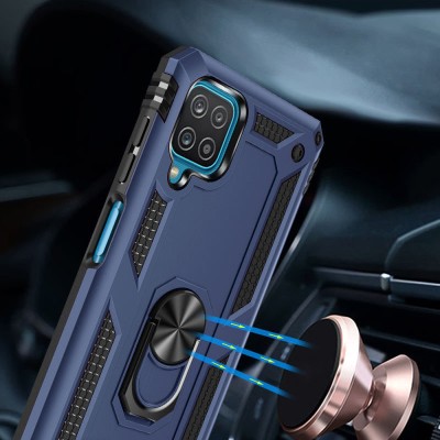 Ударопрочный чехол Serge Ring for Magnet для Samsung Galaxy A12 / M12 Темно-синий