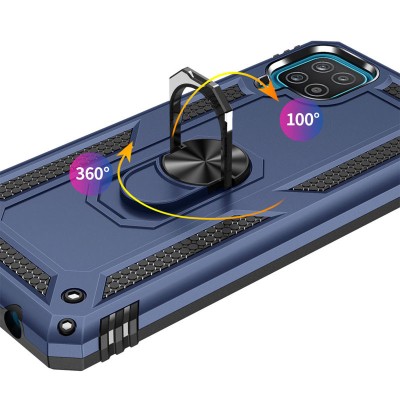Ударопрочный чехол Serge Ring for Magnet для Samsung Galaxy A12 / M12 Темно-синий
