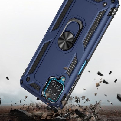Ударопрочный чехол Serge Ring for Magnet для Samsung Galaxy A12 / M12 Темно-синий