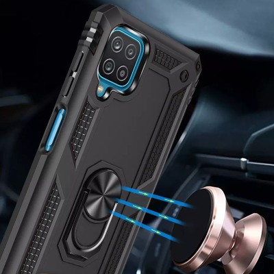 Ударопрочный чехол Serge Ring for Magnet для Samsung Galaxy A12 / M12 Черный