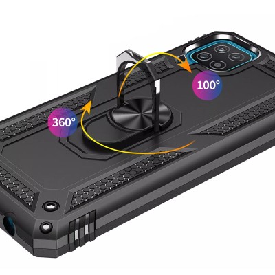 Ударопрочный чехол Serge Ring for Magnet для Samsung Galaxy A12 / M12 Черный