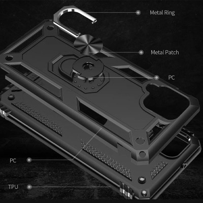 Ударопрочный чехол Serge Ring for Magnet для Samsung Galaxy A12 / M12 Черный