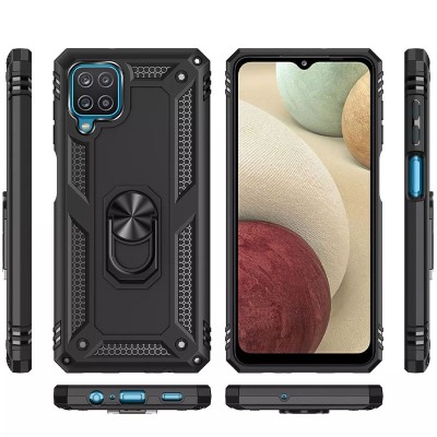 Ударопрочный чехол Serge Ring for Magnet для Samsung Galaxy A12 / M12 Черный