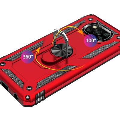 Ударопрочный чехол Serge Ring for Magnet для Xiaomi Poco X3 NFC / Poco X3 Pro Красный