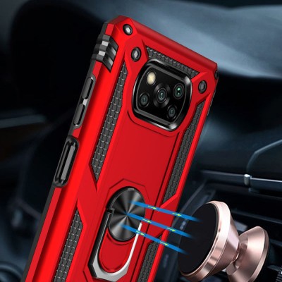 Ударопрочный чехол Serge Ring for Magnet для Xiaomi Poco X3 NFC / Poco X3 Pro Красный