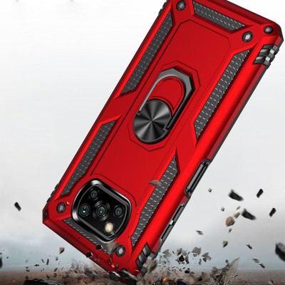 Ударопрочный чехол Serge Ring for Magnet для Xiaomi Poco X3 NFC / Poco X3 Pro Красный