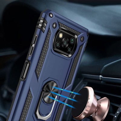 Ударопрочный чехол Serge Ring for Magnet для Xiaomi Poco X3 NFC / Poco X3 Pro Темно-синий