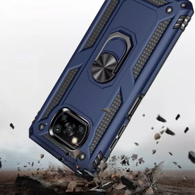 Ударопрочный чехол Serge Ring for Magnet для Xiaomi Poco X3 NFC / Poco X3 Pro Темно-синий