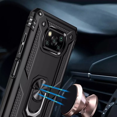 Ударопрочный чехол Serge Ring for Magnet для Xiaomi Poco X3 NFC / Poco X3 Pro Черный