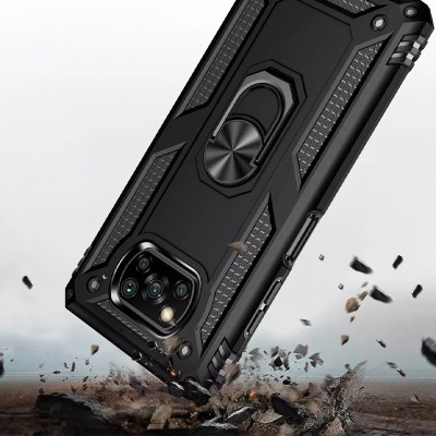 Ударопрочный чехол Serge Ring for Magnet для Xiaomi Poco X3 NFC / Poco X3 Pro Черный