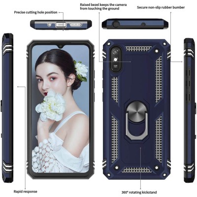 Ударопрочный чехол Serge Ring for Magnet для Xiaomi Redmi 9A Темно-синий