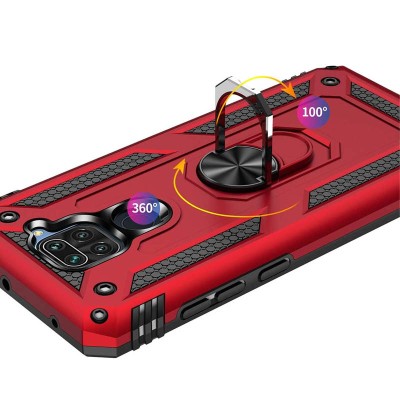 Ударопрочный чехол Serge Ring for Magnet для Xiaomi Redmi Note 9 / Redmi 10X Красный