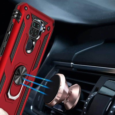 Ударопрочный чехол Serge Ring for Magnet для Xiaomi Redmi Note 9 / Redmi 10X Красный