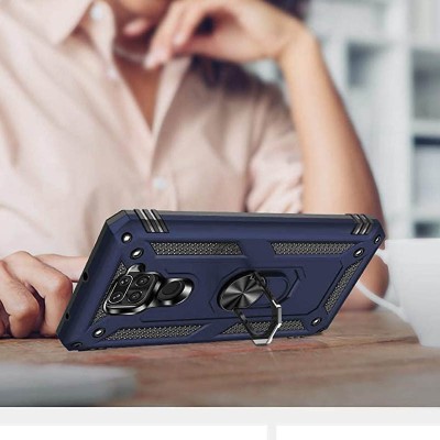 Ударопрочный чехол Serge Ring for Magnet для Xiaomi Redmi Note 9 / Redmi 10X Темно-синий