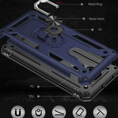 Ударопрочный чехол Serge Ring for Magnet для Xiaomi Redmi Note 9 / Redmi 10X Темно-синий