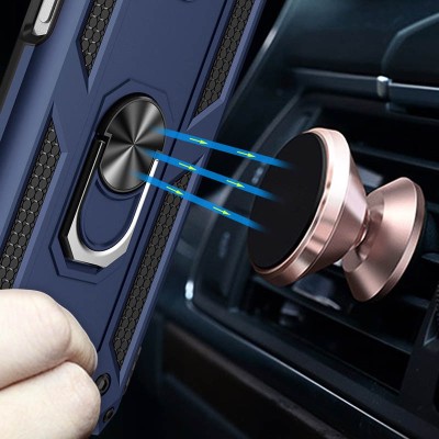 Ударопрочный чехол Serge Ring for Magnet для Xiaomi Redmi Note 9 / Redmi 10X Темно-синий