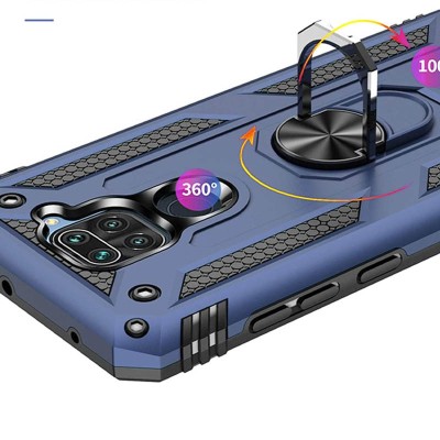 Ударопрочный чехол Serge Ring for Magnet для Xiaomi Redmi Note 9 / Redmi 10X Темно-синий