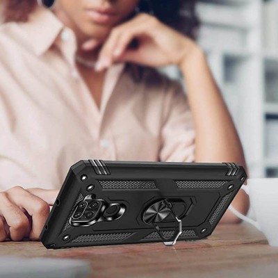 Ударопрочный чехол Serge Ring for Magnet для Xiaomi Redmi Note 9 / Redmi 10X Черный