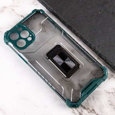 Ударопрочный чехол Transformer CrystalRing для Apple iPhone 12 Pro (6.1") Темно-зеленый