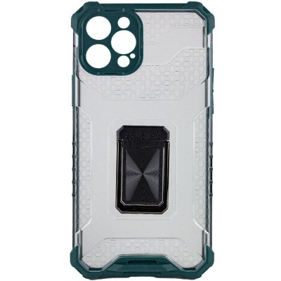 Ударопрочный чехол Transformer CrystalRing для Apple iPhone 12 Pro (6.1") Темно-зеленый