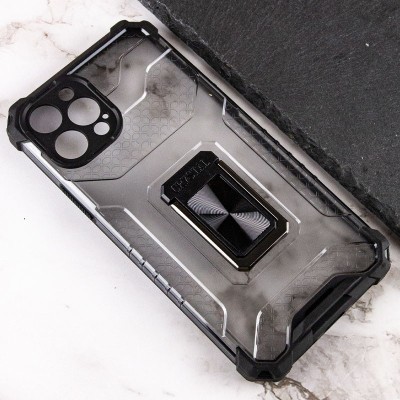 Ударопрочный чехол Transformer CrystalRing для Apple iPhone 12 Pro (6.1") Черный + Прозрачный / Черный