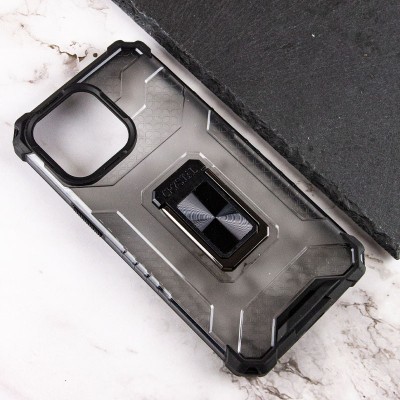 Ударопрочный чехол Transformer CrystalRing для Apple iPhone 13 Pro (6.1") Черный + Прозрачный / Черный