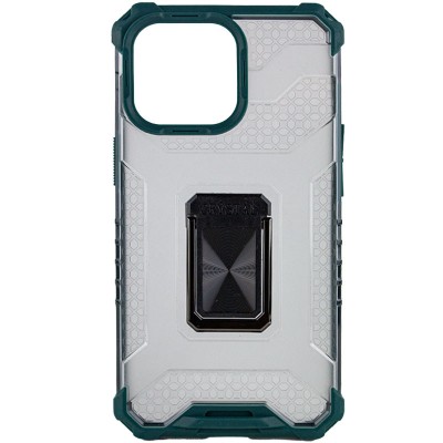 Ударопрочный чехол Transformer CrystalRing для Apple iPhone 13 Pro Max (6.7") Темно-зеленый