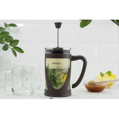 Френч-пресс Ardesto Gemini, 600мл, боросиликаное стекло, пластик, нержавеющая сталь, прозрачный, коричневый (AR1906PG)