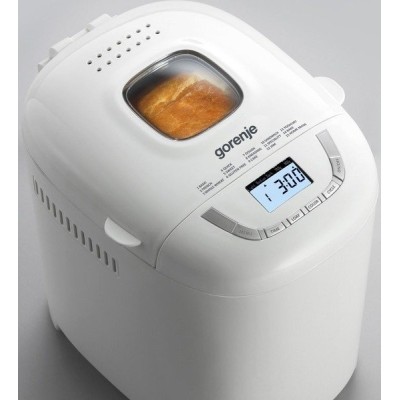 Хлебопечка Gorenje 550Вт, программ-15, макс.вес -0.9кг, форма прямоугольник, пластик, белый (BM910WII)