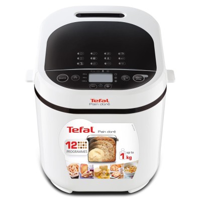 Хлебопечка Tefal PainDore 720Вт, программ-12, макс.вес -1кг, форма-прямоугольник, пластик, черно-белый (PF210138)